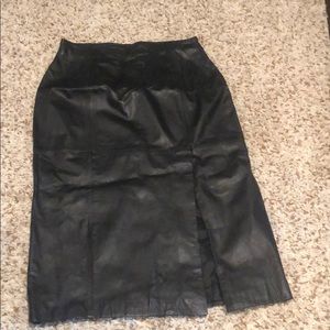 Wilson’s black leather skirt